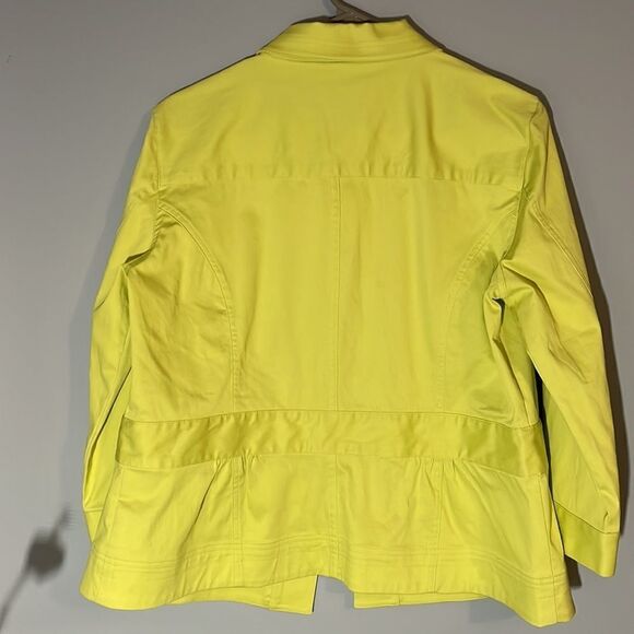 Christopher & Banks Lg Stretch Suit Jacket Funky Buttons 3/4 Sleeve Celery - Picture 4 of 5